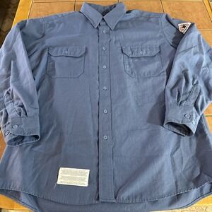 Bulwark Shirt Mens Sz XL Flame Resistant Blue Work Button Up FR Utility
